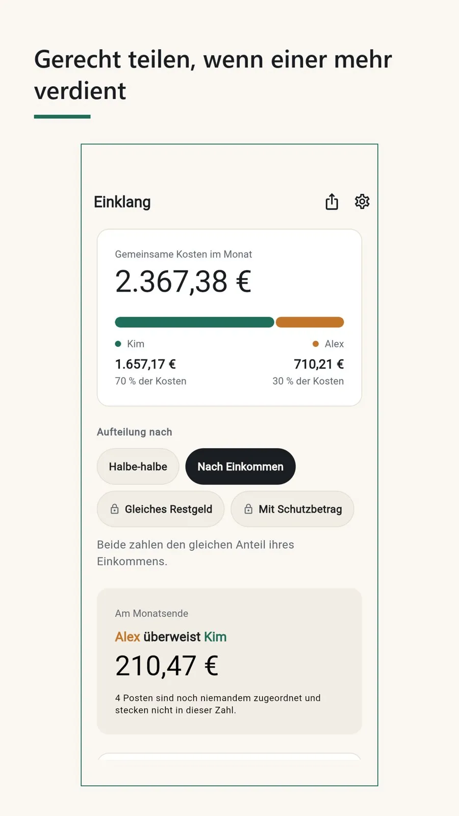 Einklang – Bildschirm 1