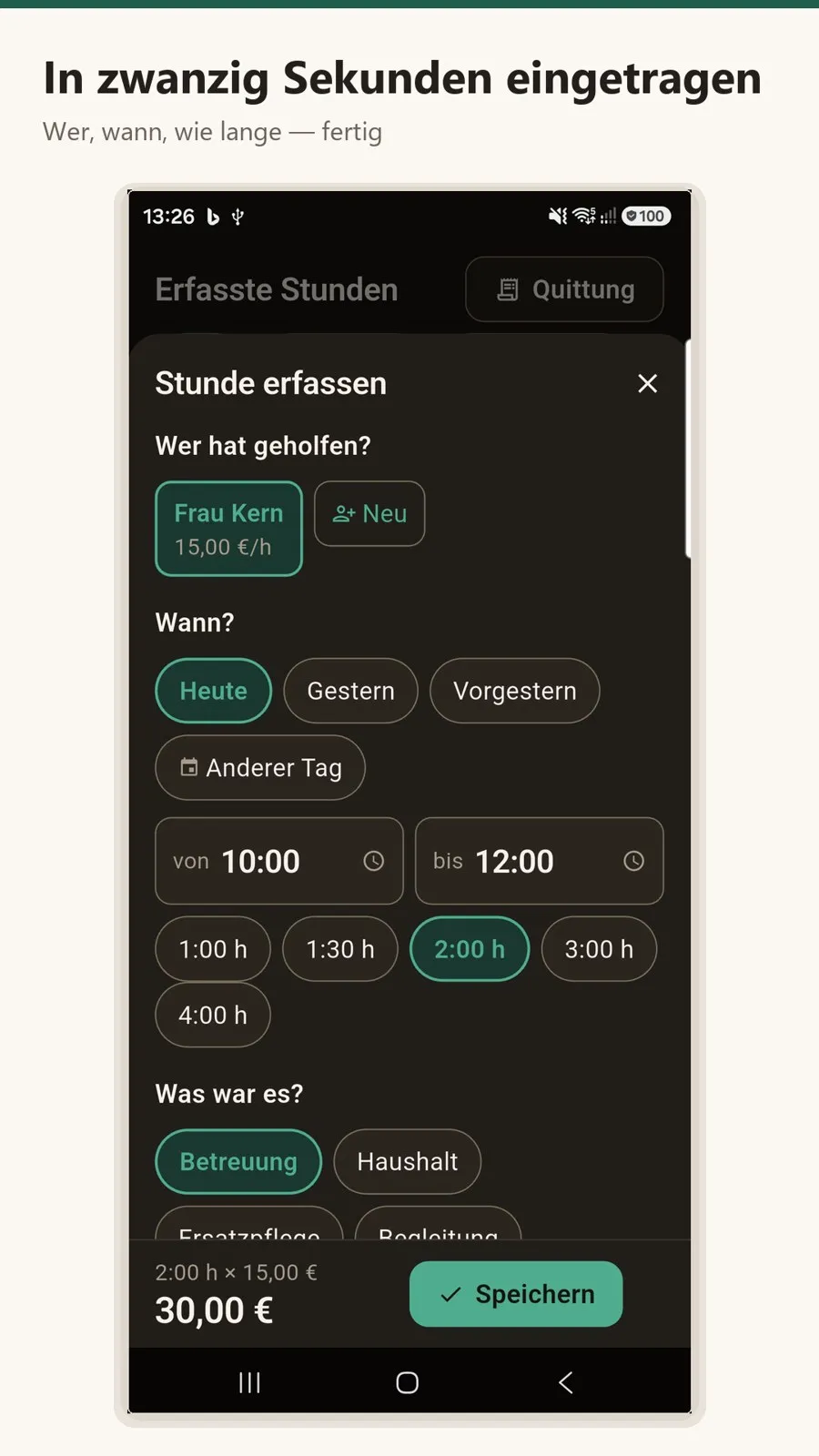 Helferstunde – Bildschirm 2
